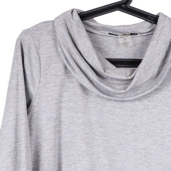 Peter Nygard Shirt Petites PL Womens Heathered Gray Drape Neck Cowl Long Sleeve - Picture 2 of 5